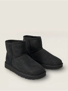 UGG Classic Mini Black Waterproof Leather Snow Boots 7